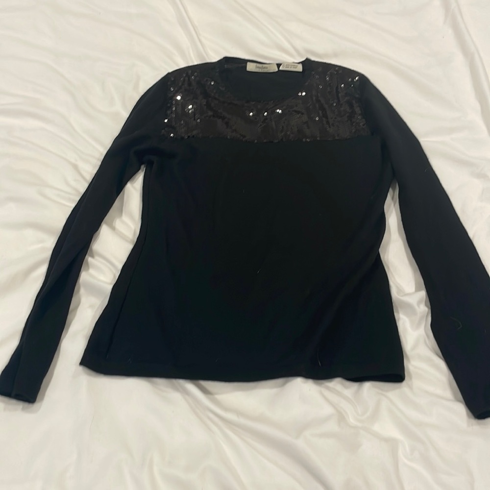 Black sequin cashmere sweater